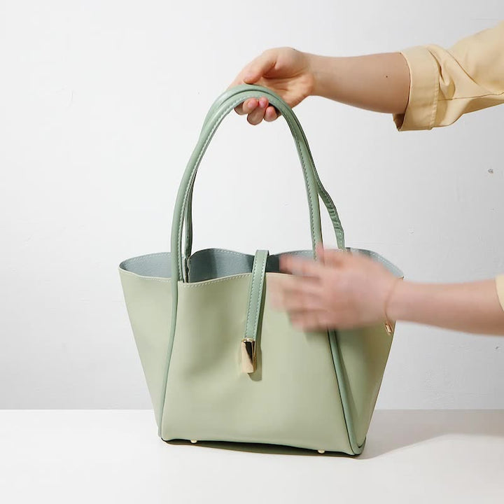 2pcs Minimalist Vegan Tote Bag Set Trendy Large Capacity Shoulder Bag Fashion Handbag & Satchel Purse