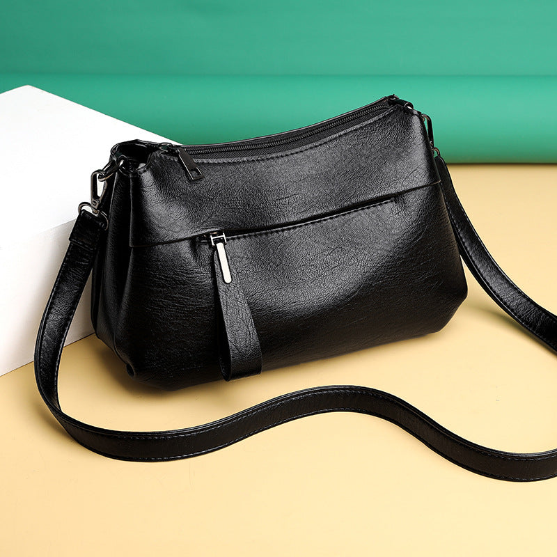 Retro Crossbody Bag Solid Color Adjustable Strap Shoulder Bag Large Capacity Commuter Bag