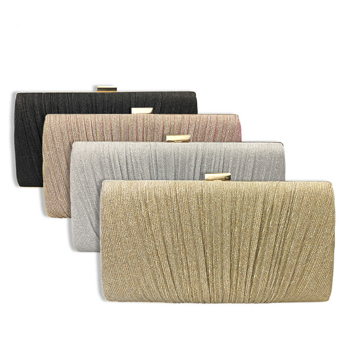 Glitter Ruched Evening Bag Textured Fabric Formal Banquet Handbag For Wedding Party Prom