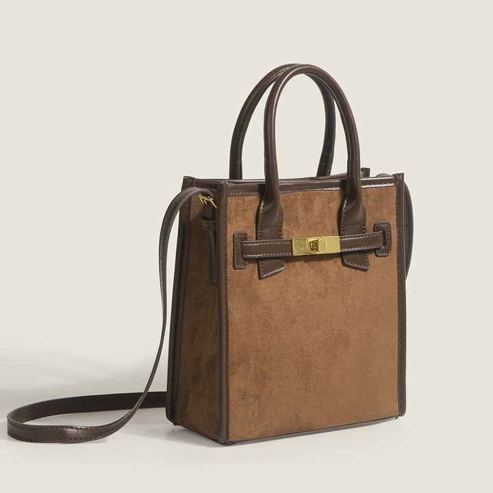 Vintage Cross Body Small Square Bag Retro Suede Handbag Shoulder Purse with Removable Straps