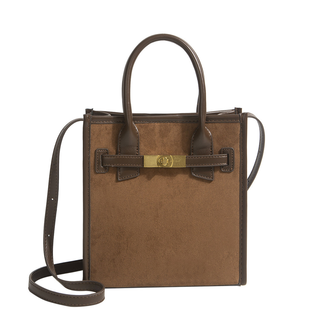 Vintage Cross Body Small Square Bag Retro Suede Handbag Shoulder Purse with Removable Straps