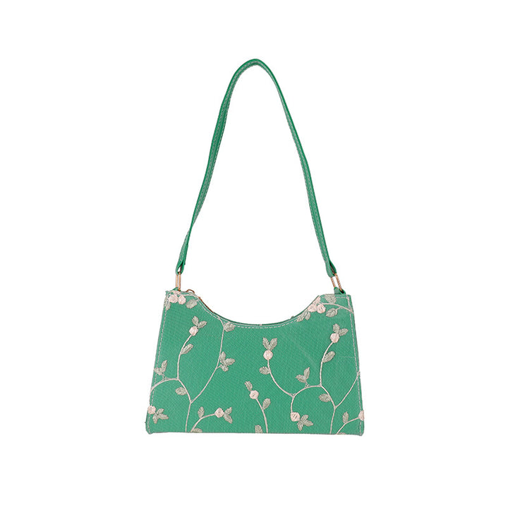 Floral Embroidery Baguette Bag Fashion Shoulder Bag Handbag