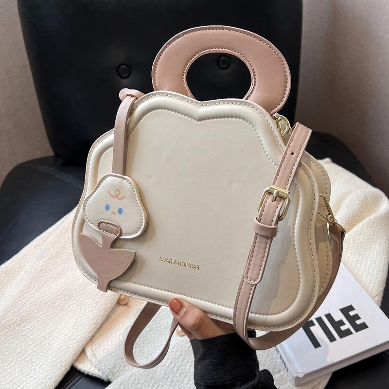 Kawaii Cloud Design Satchel Bag All-Match Colorblock Handbag Shopper Bag With Ruched Handle