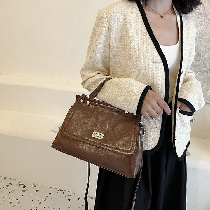 Women Vintage Messenger Shoulder Bag Solid Color Crossbody All-Match Handbag