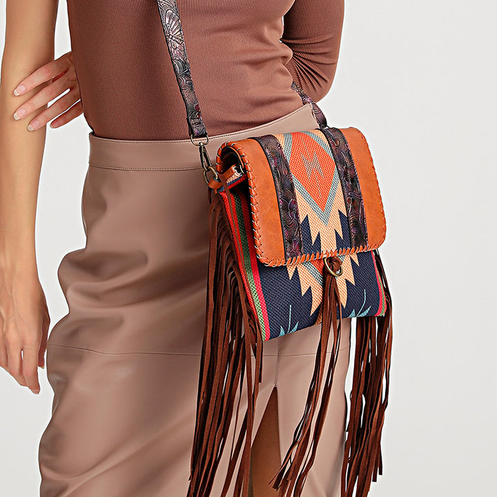 Vintage Design Shoulder Bag Stylish All-Match Flap Bag With Tassel Decor