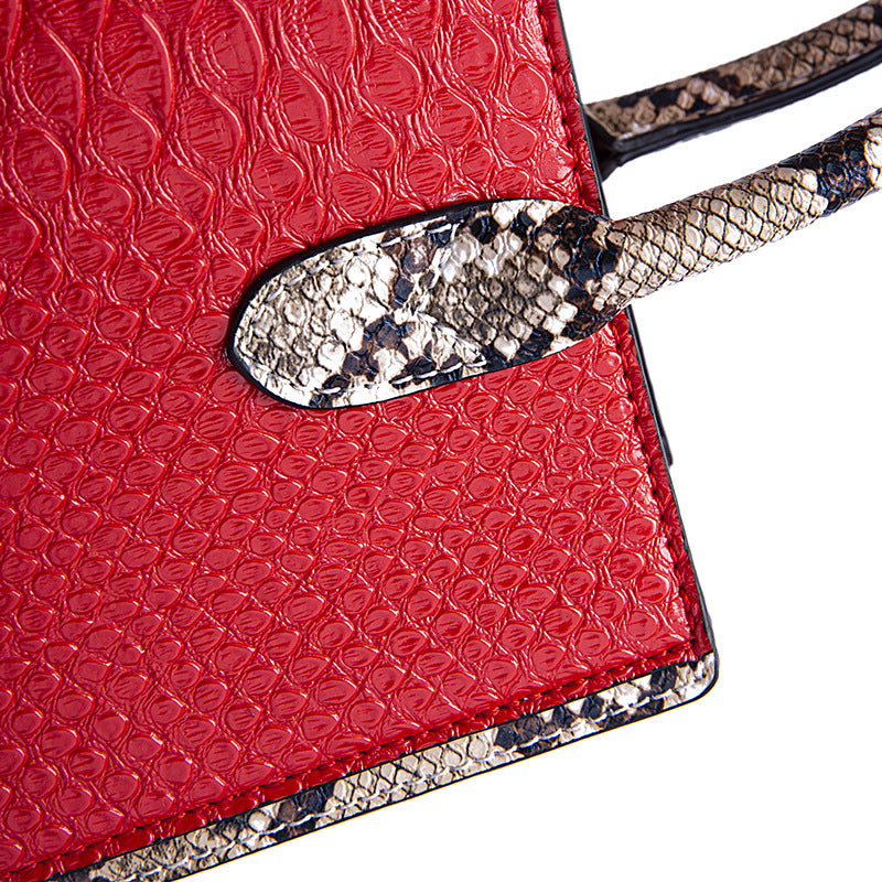 2pcs Fashion Snakeskin Texture Handbag Sets Large Capacity Shoulder Tote Bag With Clutch Wallet All-Match Trendy Bag For Work