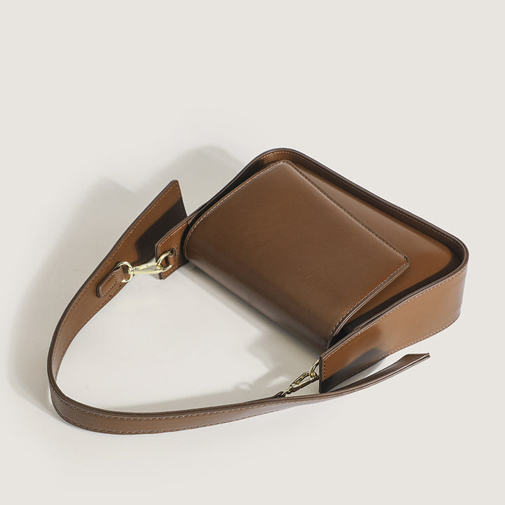 Minimalist Vegan Flap Crossbody Bag PU Leather Textured Bag Purse Versatile Shoulder Bag
