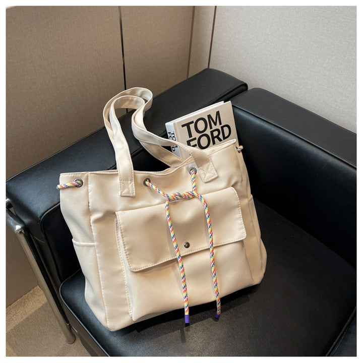 Vintage Large Capacity Tote Bag Drawstring Vegan Crossbody Bag Shoulder Bag
