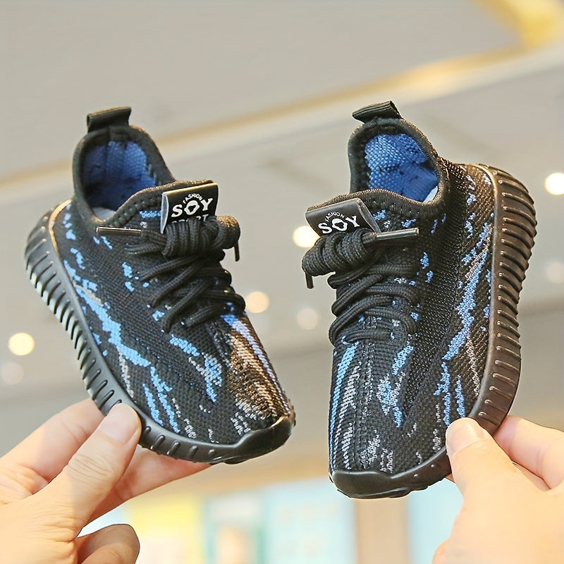 Kids Breathable Knit Sneakers Lightweight Slip on Elastic Walking Running Shoes