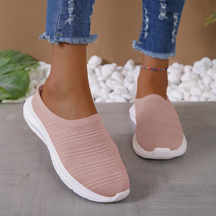 Women Breathable Mesh Half Slipper Slip on Walking Shoes