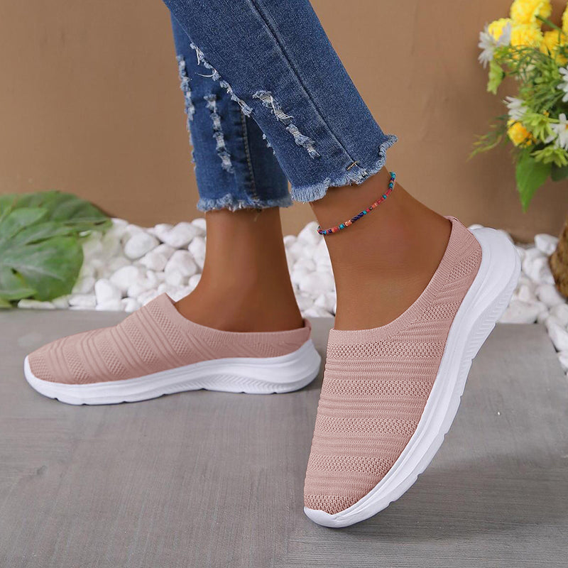 Women Breathable Mesh Half Slipper Slip on Walking Shoes
