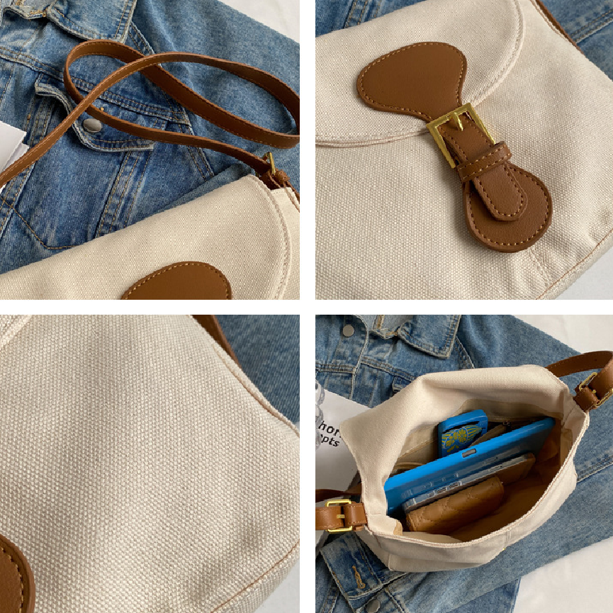 Canvas Messenger Bag Vintage Small Crossbody Shoulder Bag Multifunctional Flap Bag Purse