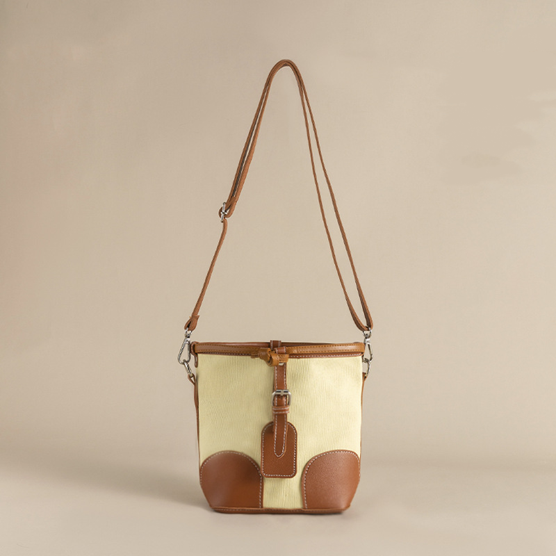 Mini Vintage Bucket Bag Retro Canvas Crossbody Bag Shoulder Bag & Purse
