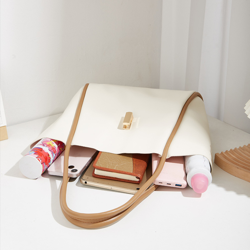 2pcs Minimalist Vegan Tote Bag Set Trendy Large Capacity Shoulder Bag Fashion Handbag & Satchel Purse