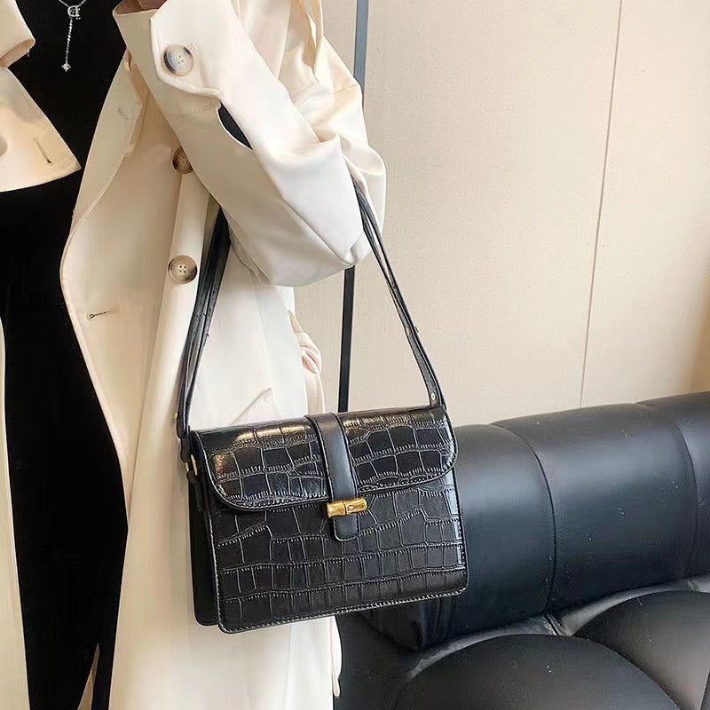 Stylish Crocodile Pattern Crossbody Shoulder Bag - Durable PU Leather Purse for Women's Casual Wear