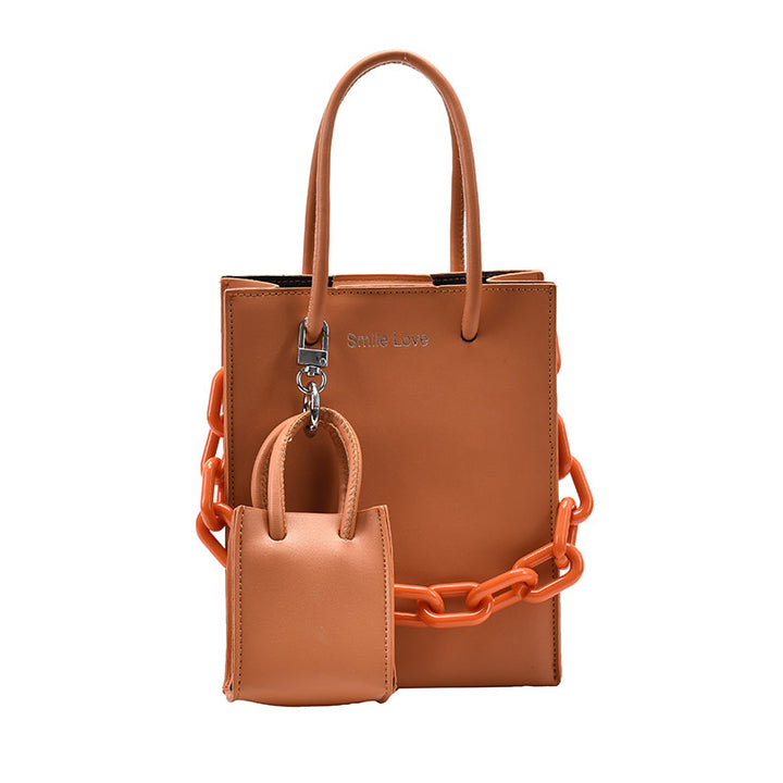 2Pcs Trendy Mini Handbag Set Solid Color Crossbody Bag Top Handle Purse