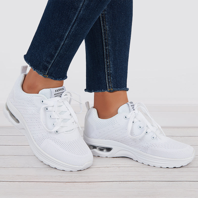 Women Air Cushion Mesh Sneakers Lace Up Walking Shoes