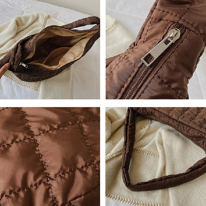 Large Capacity Puffy Quilted Detail Bag Portable Tote Shoulder Bag Versatile Crossbody Bag
