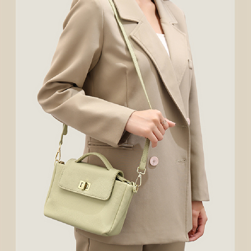 Vegan Litchi Pattern Crossbody Bag Elegant Handbag Shoulder Flap Purse
