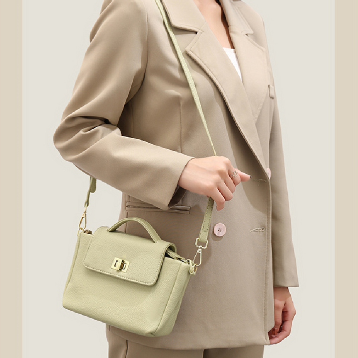 Vegan Litchi Pattern Crossbody Bag Elegant Handbag Shoulder Flap Purse