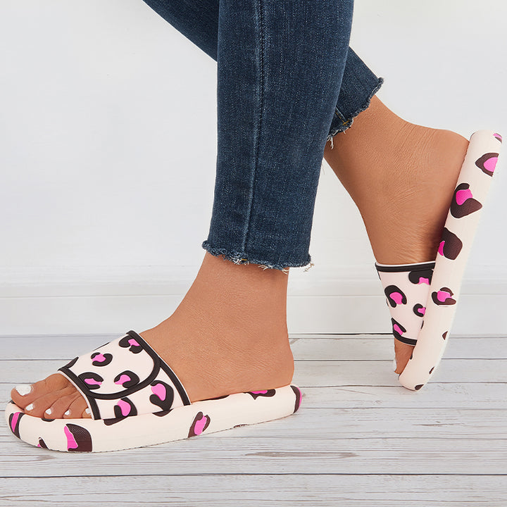 Summer Polka Dots Soft Sole Slippers Flatform Heel Slide Sandals