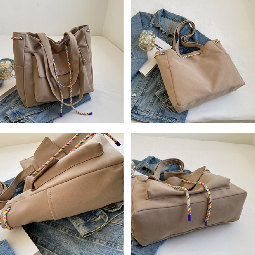 Vintage Large Capacity Tote Bag Drawstring Vegan Crossbody Bag Shoulder Bag