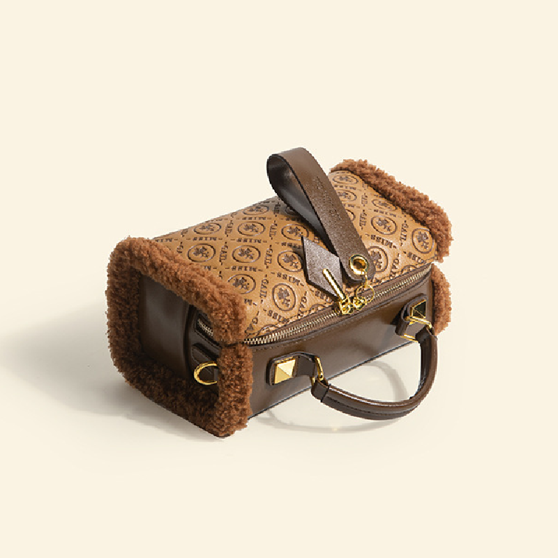 Elegant Plush Letter Printed Satchel Bag All-Match Crossbody Shoulder Bag Commute Handbag