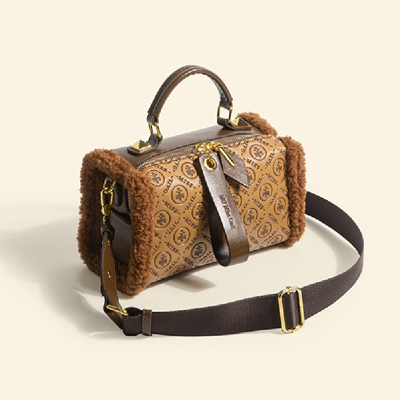 Elegant Plush Letter Printed Satchel Bag All-Match Crossbody Shoulder Bag Commute Handbag