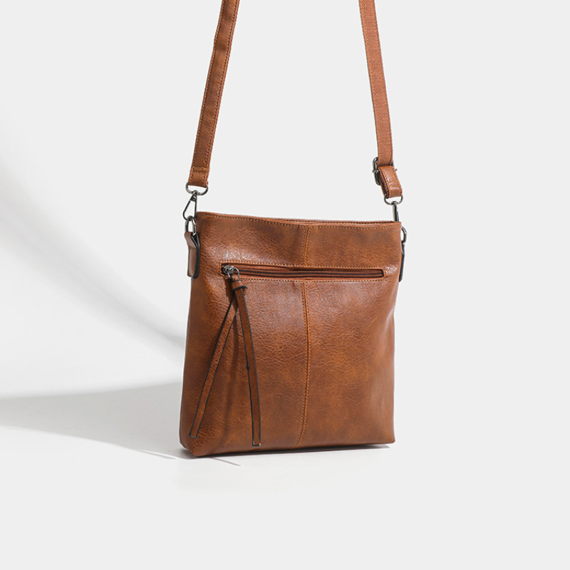 Vintage Shoulder Square Bag Tassel Decor Crossbody Purses Casual Zipper Chest Bag