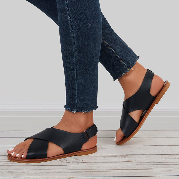 Criss Cross Flat Ankle Strap Sandals Open Toe Summer Shoes