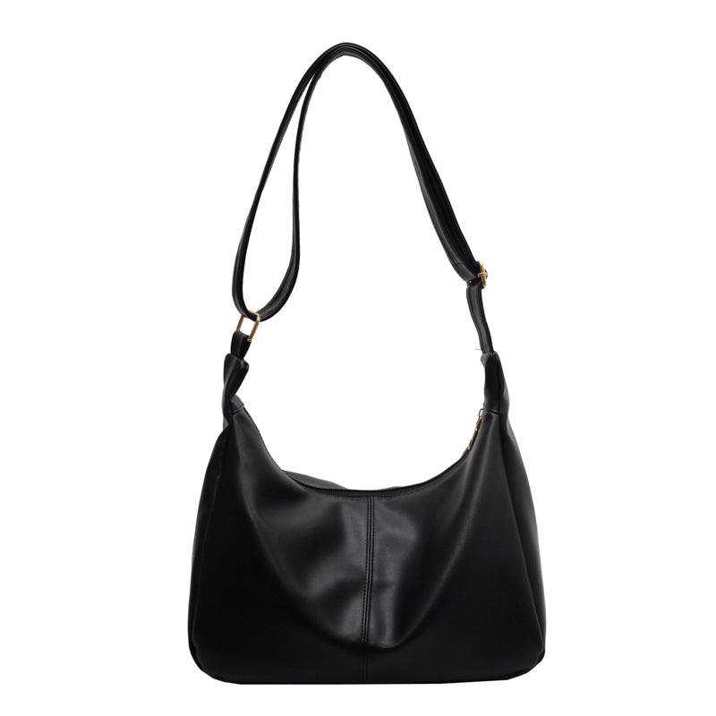 Minimalist Vegan Crossbody Bag Solid Color Simple Hobo Bag Large Capacity Shoulder Bag