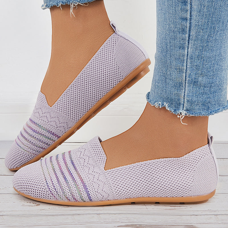 Breathable Knit Ballet Flats Soft Slip On Mesh Walking Shoes