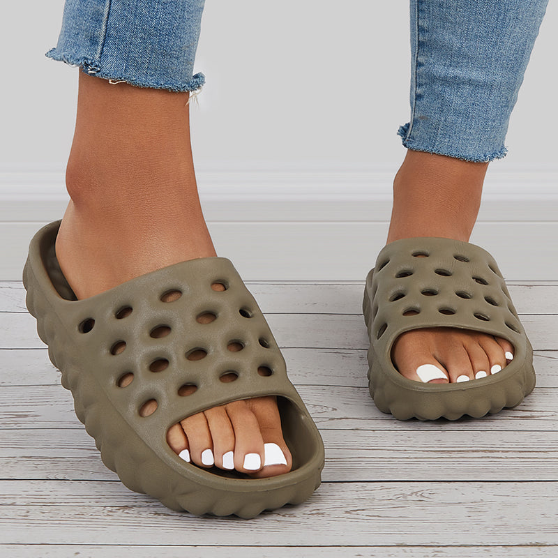 Cut Out Slippers Thick Sole Slides Summer Beach Shoes