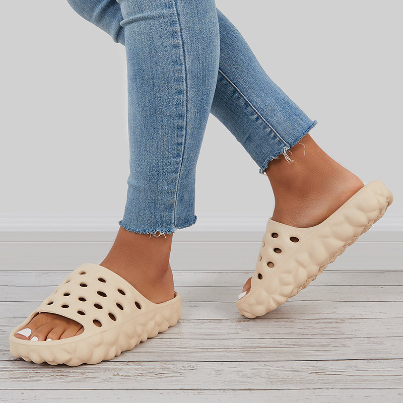 Cut Out Slippers Thick Sole Slides Summer Beach Shoes