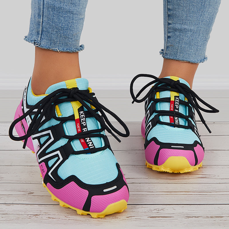 Colorful Breathable Knit Sneakers Chunky Sole Walking Shoes