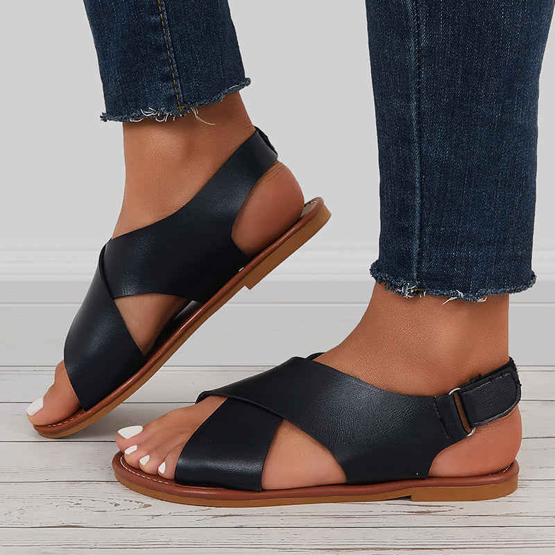 Criss Cross Flat Ankle Strap Sandals Open Toe Summer Shoes