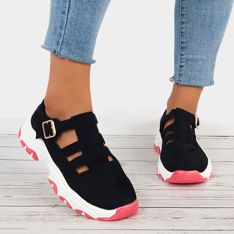 Ankle Buckle Chunky Sneakers Casual Platform Walking Shoes