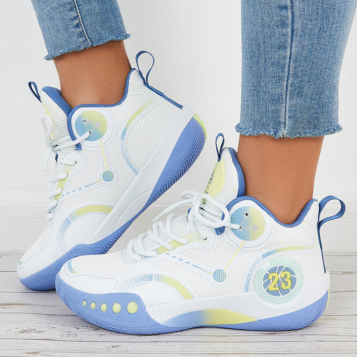 Women Basketball Sneakers High Top Chunky Sole Sports Shoes