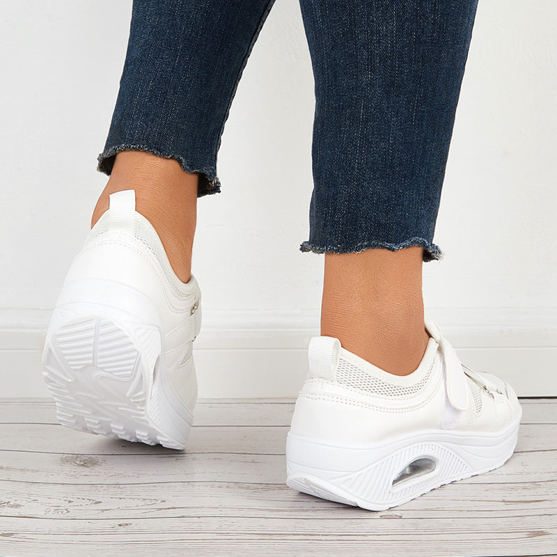 Mesh Air Cushion Sneakers Velcro Platform Walking Shoes