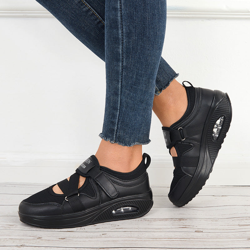 Mesh Air Cushion Sneakers Velcro Platform Walking Shoes
