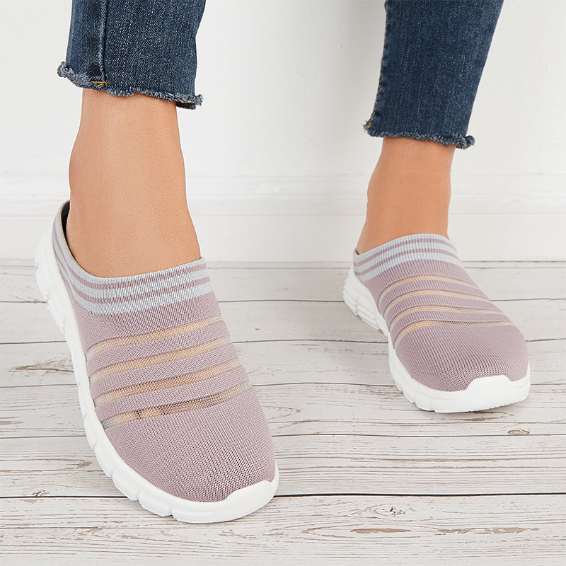 Breathable Mesh Half Slipper Loafers Slip on Walking Shoes