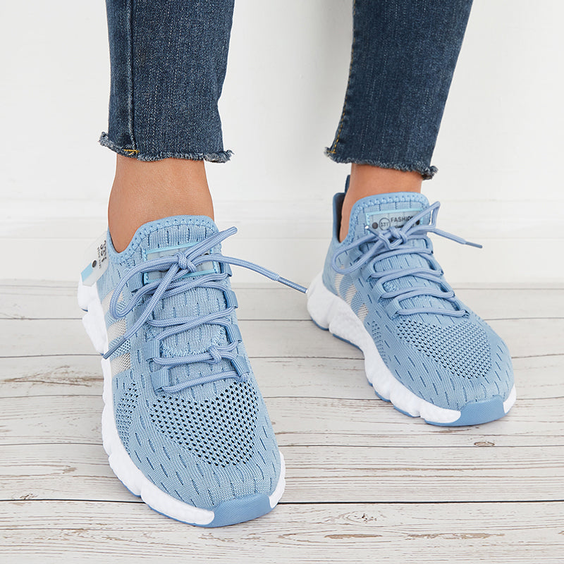 Mesh Knit Sneakers Lace Up Comfy Sole Running Sports Shoes
