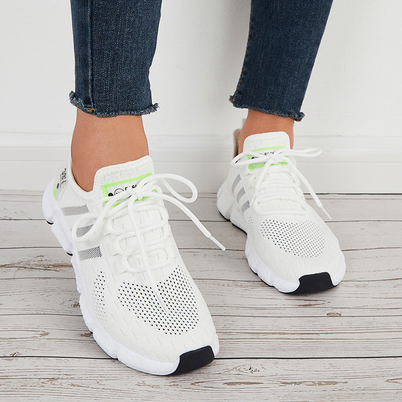 Mesh Knit Sneakers Lace Up Comfy Sole Running Sports Shoes