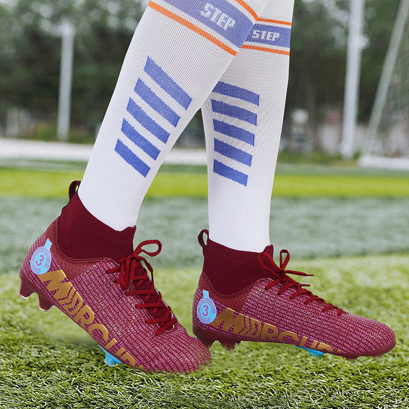 Letter Print Soccer Cleats Breathable High Top Football Shoes