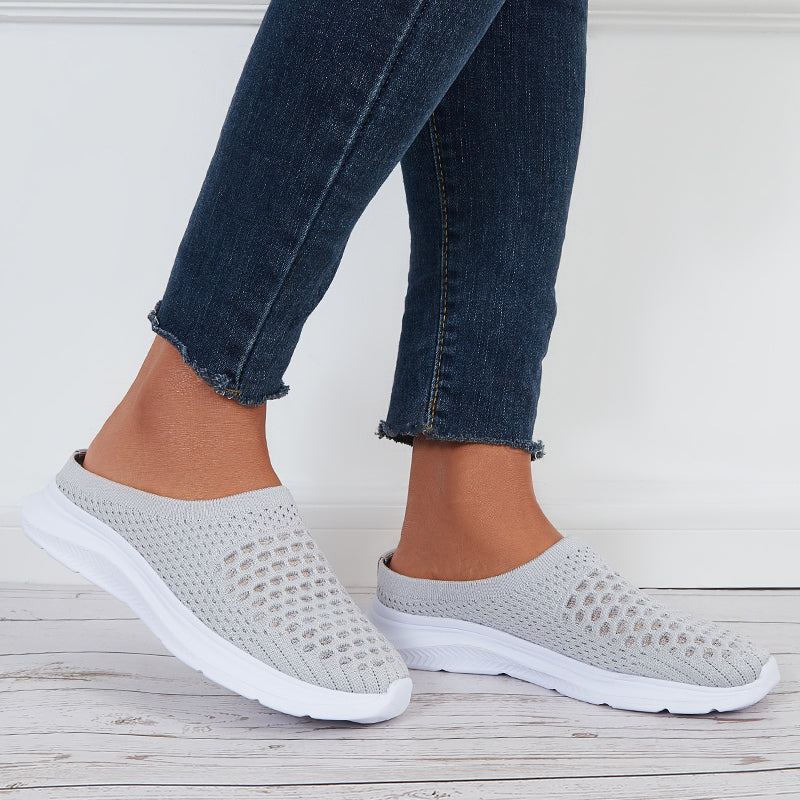 Lightweight Knit Mule Sneakers Half Slipper Walking Shoes