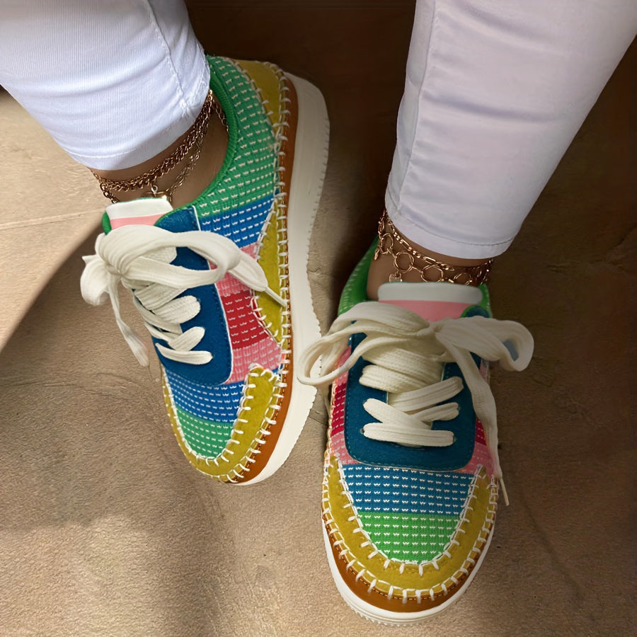 Multicolor Lace Up Sneakers Low Top Sports Shoes