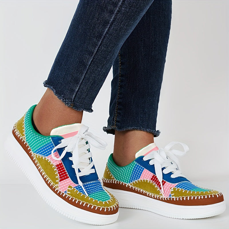 Multicolor Lace Up Sneakers Low Top Sports Shoes