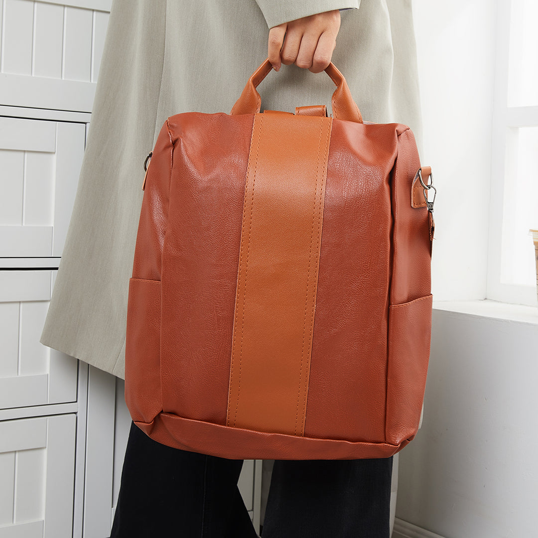 Vintage Solid Color Backpack Detachable Shoulder Bag for Work