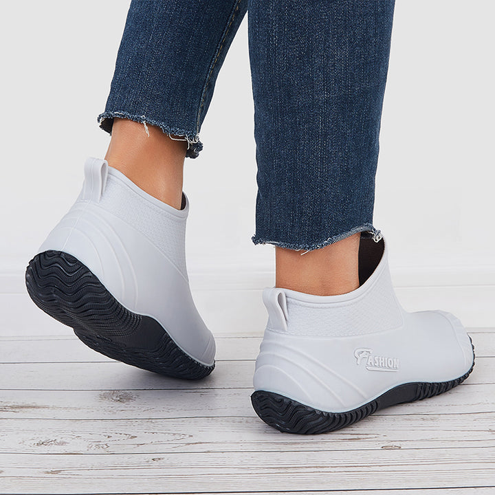 Women Slip on Rain Boots Waterproof Low Top Work Shoes