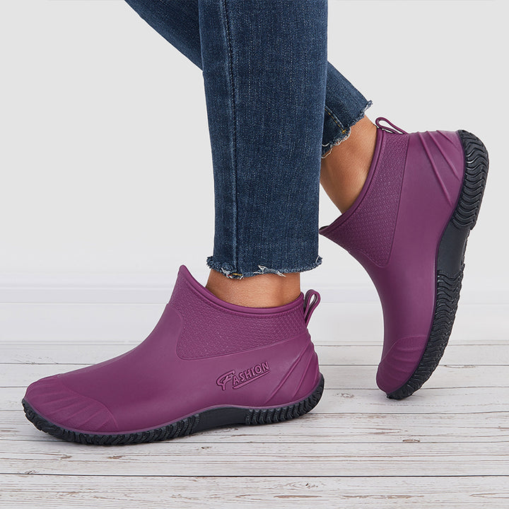 Women Slip on Rain Boots Waterproof Low Top Work Shoes